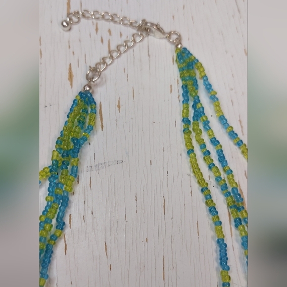 Multistrand Necklace Seed Beads and Shell Beads Boho Beaded Jewelry Cottage - Picture 4 of 6